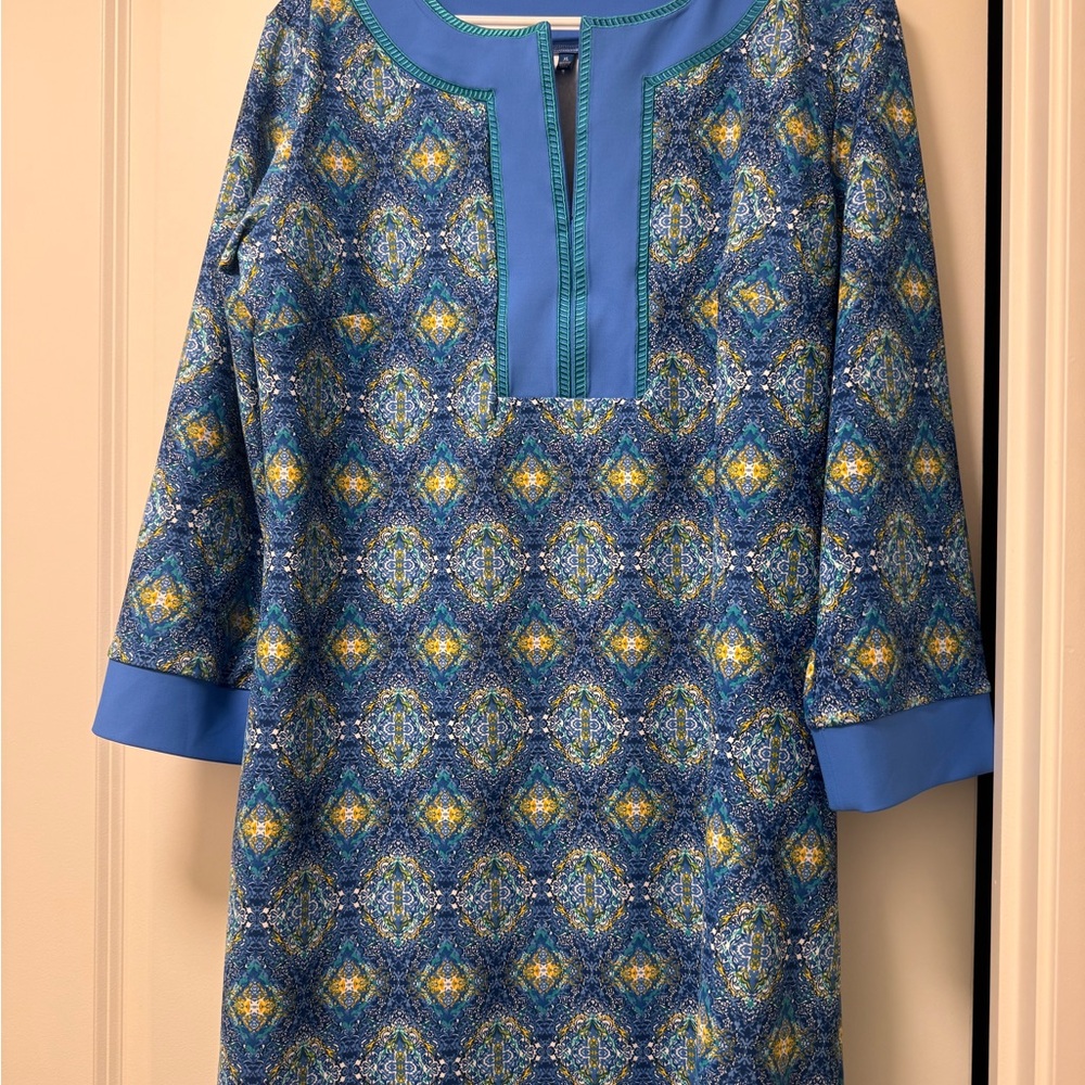 Cabana Life Blue and Yellow Long Sleeve Dress